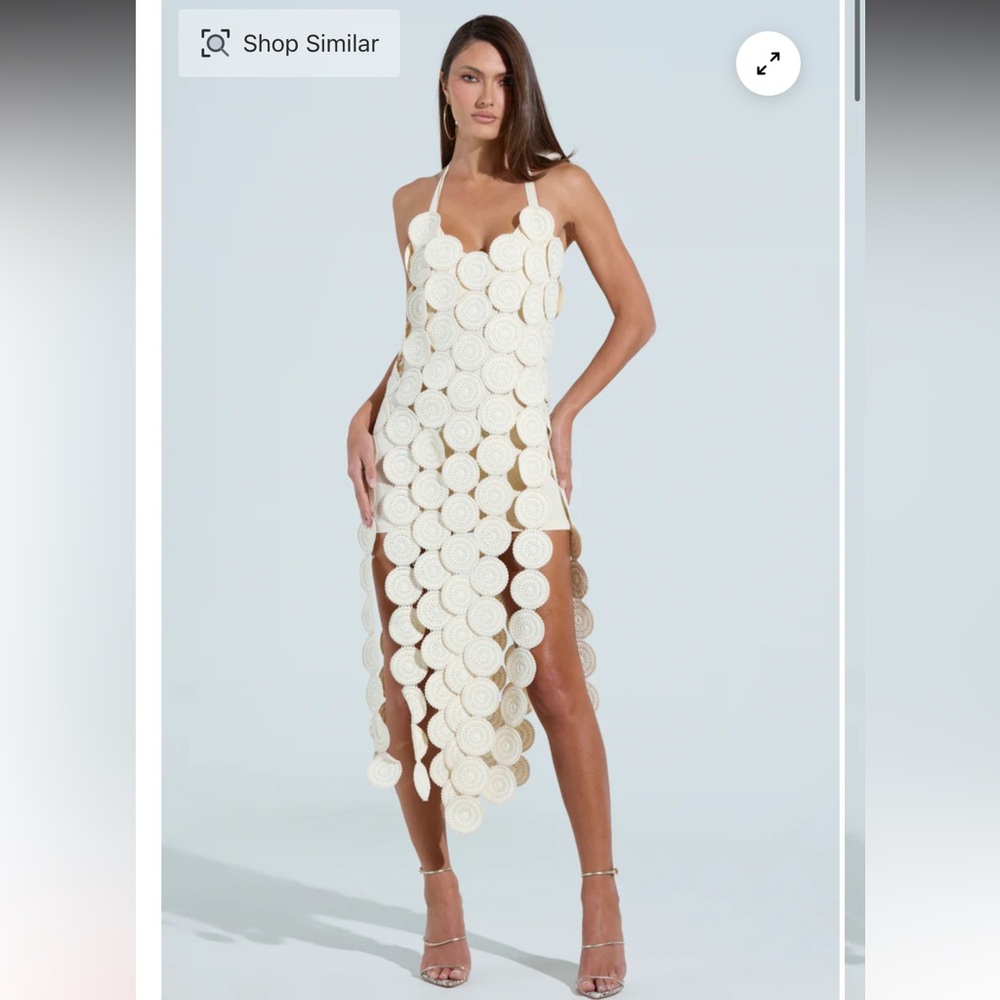 AKIRA Cream Backless Halter Dress